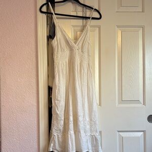 White Sleeveless Dress with Lace Details